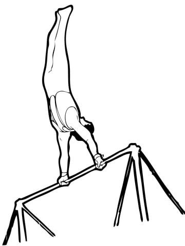 Artistic Gymnastics Horizontal Bar Coloring Page